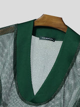 Men's Sheer Mesh Shiny Long Sleeve T-shirt SKUL54091
