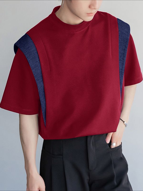 Men's Colorblock Loose Short Sleeve T-Shirt SKUL38095