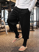 Men's Avant-Garde Gym Stirrup Leg Wrap 2-in-1 Drawstring Waist Full Length Pant SKUL84003