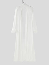 Men's Plush Patchwork Drop Hem Long Sleeve Cardigan SKUL27432