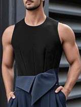 Mens Solid Color Drawstring Waist Casual Tank SKUL14001