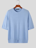 Mens Solid Knit Split Short Sleeve T-Shirt SKUK09323