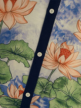 Men's Lotus Print Color Block Short Sleeve Shirt SKUL18779