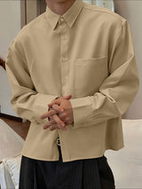Men's Solid Color Pocket Long Sleeve Shirt SKUL43860