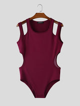 Men's Solid Color Deconstructed Cut Out Bodysuit SKUL50541