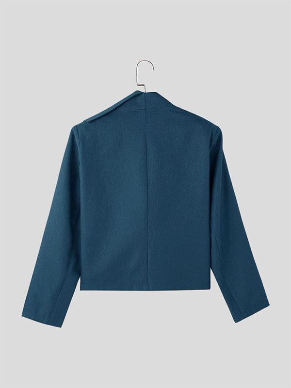 Mens Solid Color Asymmetrical Long Sleeve Blazer SKUK94589