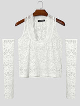 Men's Sheer Lace Cropped Tank SKUL22315