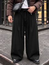 Men's Clean High Street Belted Pleated Wide-Leg Drape Pant SKUL78160