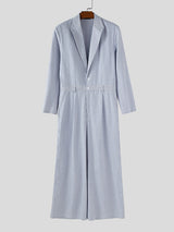 Mens Striped Casual Loose Long Sleeve Jumpsuit SKUL27277