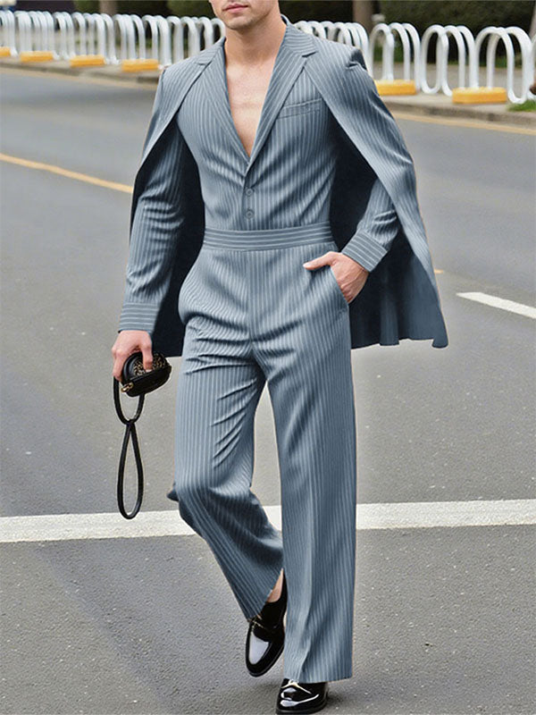 Men's Cape Patchwork Casual Two Pieces Outfit SKUL32031