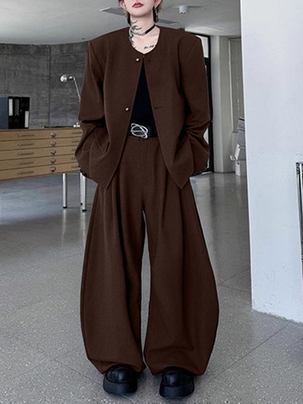 Men's Solid Color Padded Shoulder Two Pieces Outfit SKUL37300