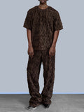 Mens Texture Short Sleeve Two Pieces Outfits SKUK05158