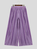 Mens Solid Pleated Casual Wide Leg Pants SKUK28394