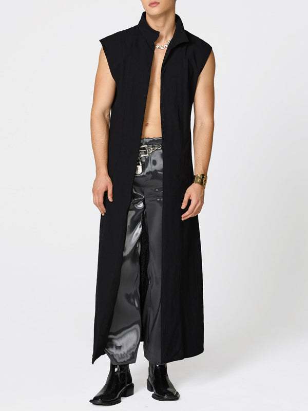 Mens Minimalist Textured Long Hem Cardigan SKUL05546