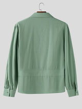 Men's Solid Color Cotton Linen Long Sleeve Shirt SKUL28105