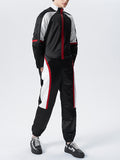 Mens Contrast Patchwork Zip Front Techwear Jumpsuit SKUJ98905