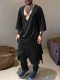 Mens Solid Robe Muslim Two Pieces Outfits SKUK16928