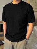 Mens Solid Knit Casual Short Sleeve T-Shirt SKUK52245