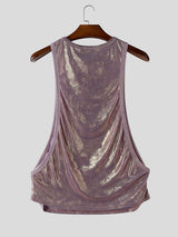 Men's Avant-Garde Nightclub Metallic Foil Deep Armhole Tank SKUL73780