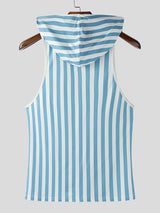 Men's Casual Stripe Hooded Zip Tank SKUL47887