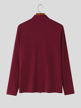 Men's Casual Minimalist Double Zipper Long Sleeve Cardigan SKUL46228