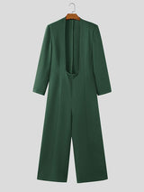 Men's Deconstructed Low Square Neck Long Sleeve Jumpsuit SKUL42668