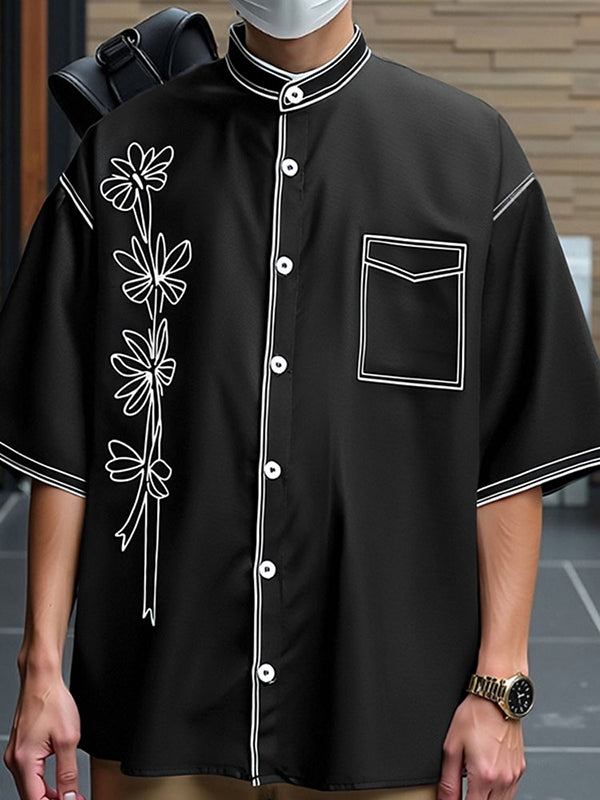 Mens Floral Print Casual Short Sleeve Shirt SKUL07592