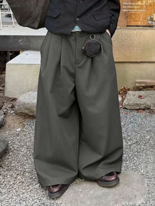 Men's Solid Color Textured Wide Leg Casual Pant SKUL30591