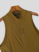 Men's Street Style Deconstructed Zipper Tank SKUL46243