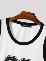 Men's Number Print Sheer Lace Patchwork Short Sleeve T-Shirt SKUL22539