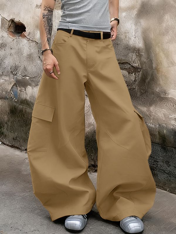 Men's Solid Wide Leg Loose Casual Pant SKUL32986