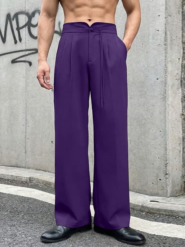 Men's Solid Color New Chinese Style Frog Button Casual Pant SKUL60065