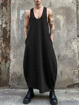 Men's Solid Color Oversized U-Neck Dress SKUL57275