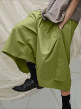 Men's Avant-Garde Zen-Style Architectural Pleated Wide-Leg Cropped Pant SKUL65174
