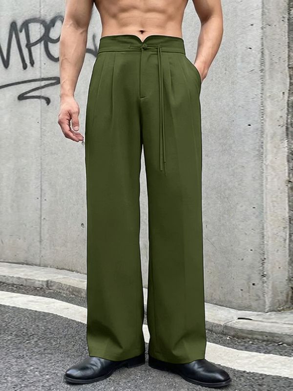 Men's Solid Color New Chinese Style Frog Button Casual Pant SKUL60065