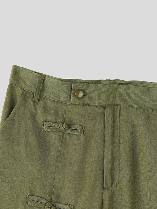 Men's Modernized Frog Buttons Straight Wide-Leg Cut Pant SKUL59499