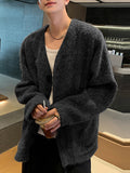 Mens Solid Button Front Plush Cardigan SKUK41227