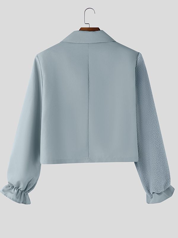 Men's Solid Color Plush Long Sleeve Blazer SKUL46255