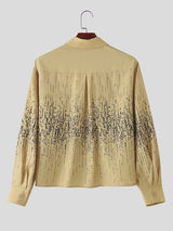 Men's Minimalist Print Cropped Long Sleeve Shirt SKUL38531