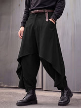 Men's Avant-Garde Darkwear Urban Street Asymmetric Skirt Overlay Drop-Crotch Pant SKUL84575