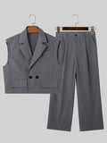 Mens Striped Notched Lapel Two Pieces Outfits SKUK51722