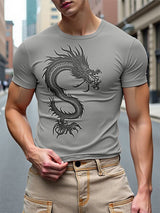 Men's Dragon Totem Print Short Sleeve T-Shirt SKUL23570