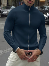 Men's Knit Zip Long Sleeve Cardigan SKUL23686
