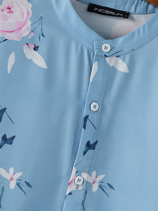 Mens Floral Print Long Sleeve Shirt SKUL11540