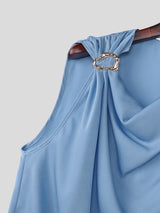 Men's High-End Party Asymmetrical Draped Cowl Neck Ring Shoulder Tank SKUL73687