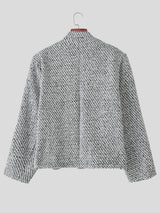 Men's Solid Color Textured Stand Collar Long Sleeve Jacket SKUL29777