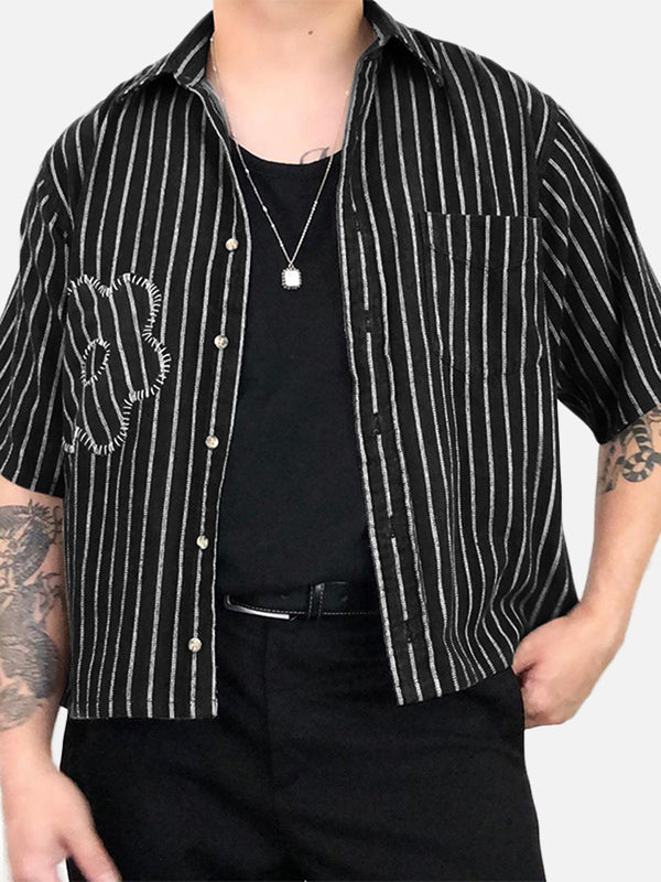 Mens Striped Colorblock Short Sleeve Shirt SKUL06487