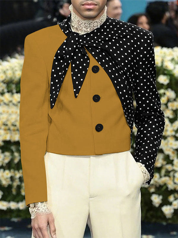 Men's Polka Dot Print Long Sleeve Blazer SKUL25786