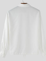 Men's Solid Drawstring Long Sleeve Shirt SKUL35117