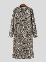 Men's Leopard Print Long Hem Trench Coat SKUL46189